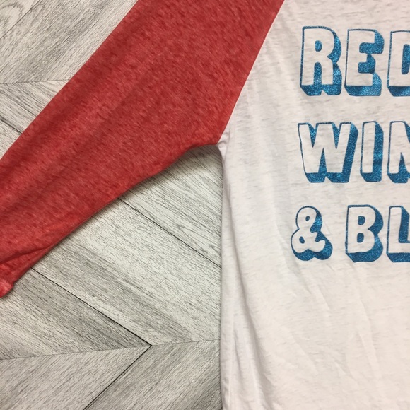 Freeze | Red Wine & Blue Baseball Tee For July 4th - Picture 3 of 8